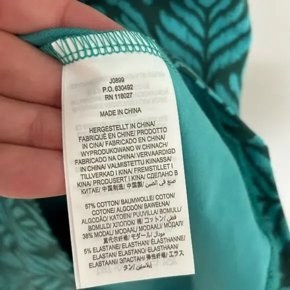 Boden Ruby Jersey Puff Sleeve Tie Waist Romper in Palm Leaf - Size US 6 Tall - Picture 10 of 11